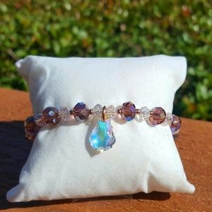 CZ Faceted Beads Purple Amethysts Bracelet